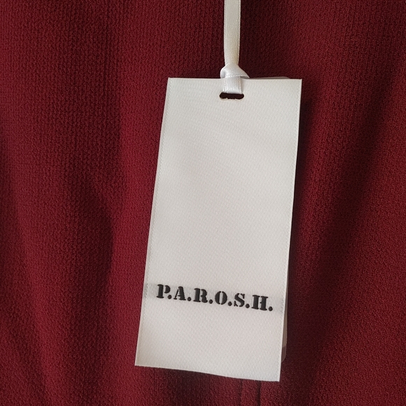 P.A.R.O.S.H. Burgundy Crepe Stretch Dress NWT Size Medium - Picture 6 of 11